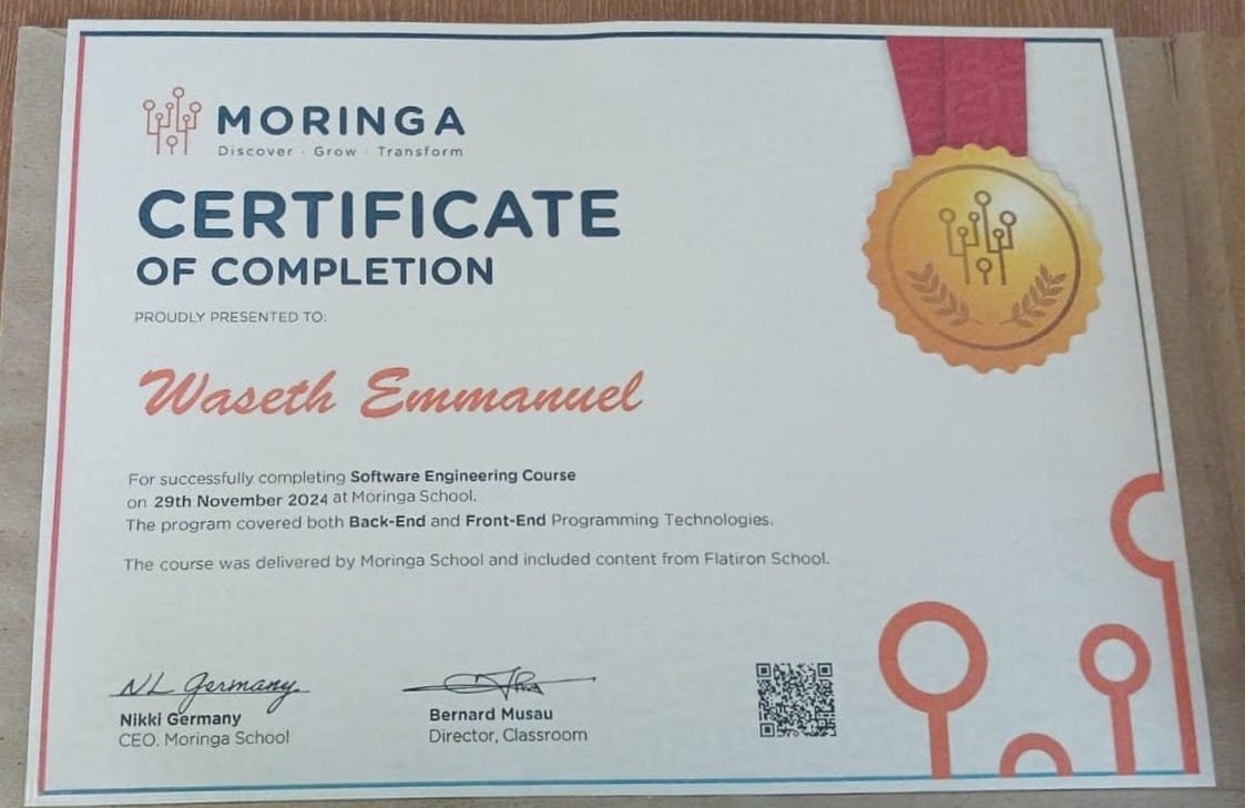 My bootcamp certificate